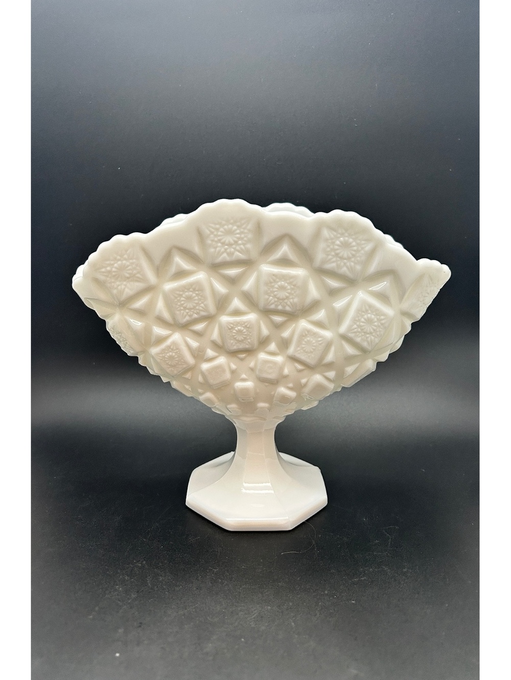 Westmoreland Milk Glass “Old Quilt” Fan Vase